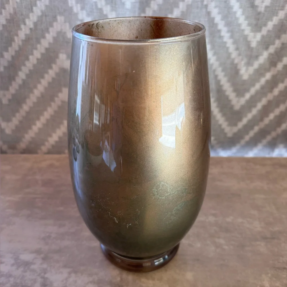 Gold and Green Ombré Metallic Decorative Glass Vase - Home Accents